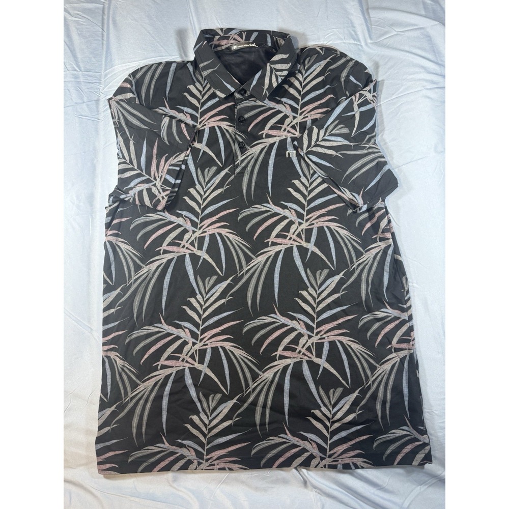 Travis Matthew Men's Black Floral Short Sleeve Golf Polo Shirt Size XL